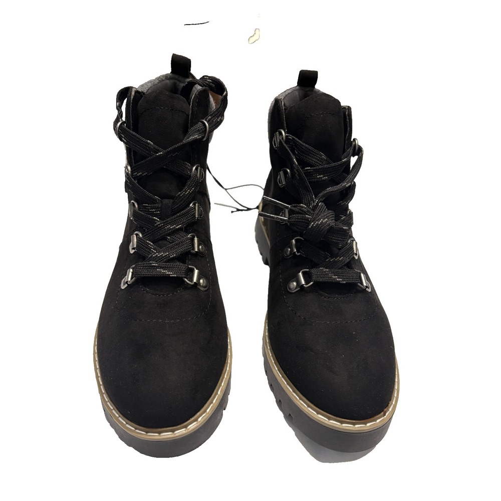 St. John's Bay Women Shawna Black Faux Suede Lace Up Hiking Boots Women's 8.5W - Picture 3 of 5